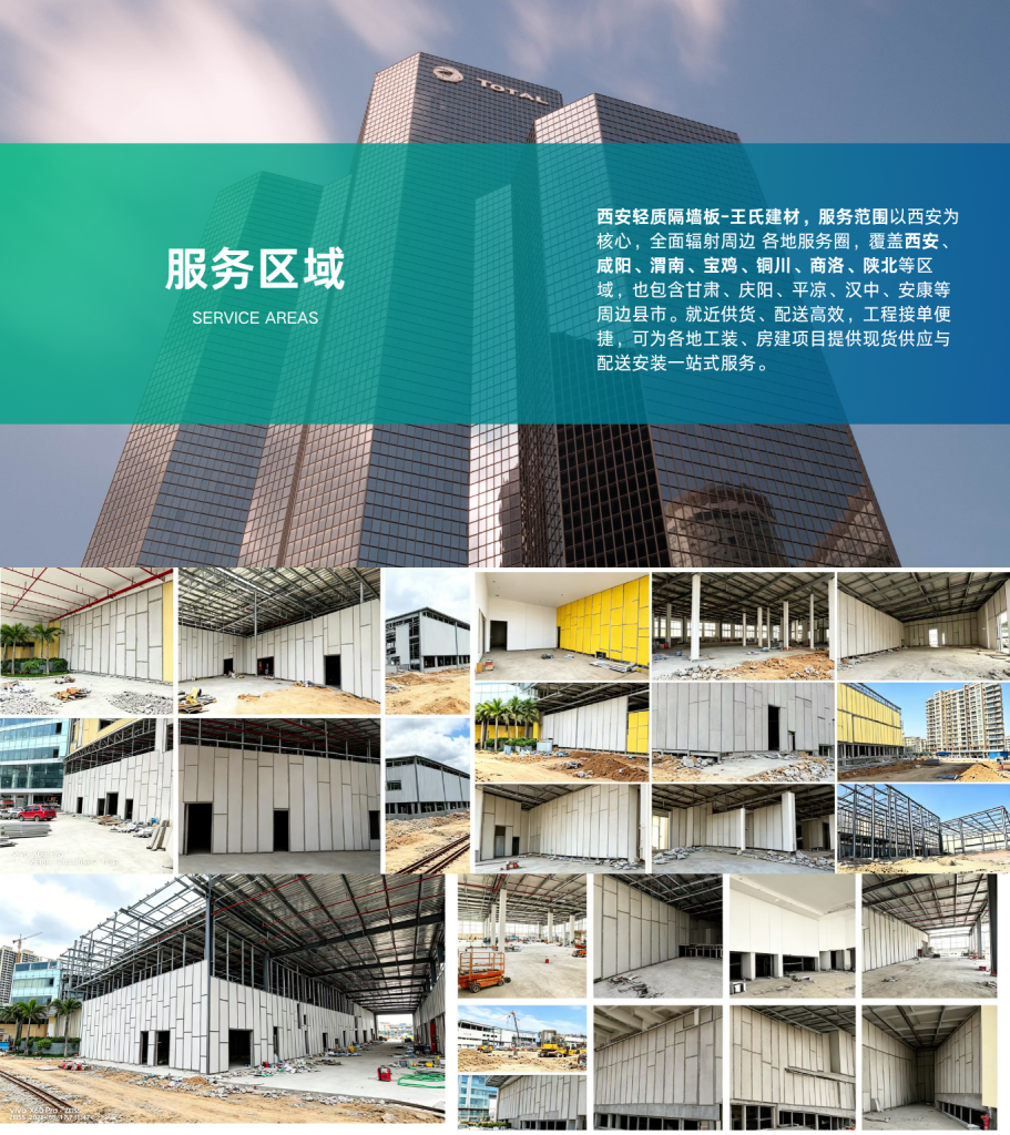 西安王氏建材服务区域覆盖图 轻质隔墙板上门安装服务